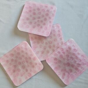 Hand Crafted Pink Dotted Coasters